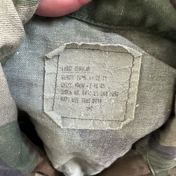 Men's Vintage 90's US Army Green Camouflage Military Button Up Shirt Jacket Sz L - Picture 5 of 6